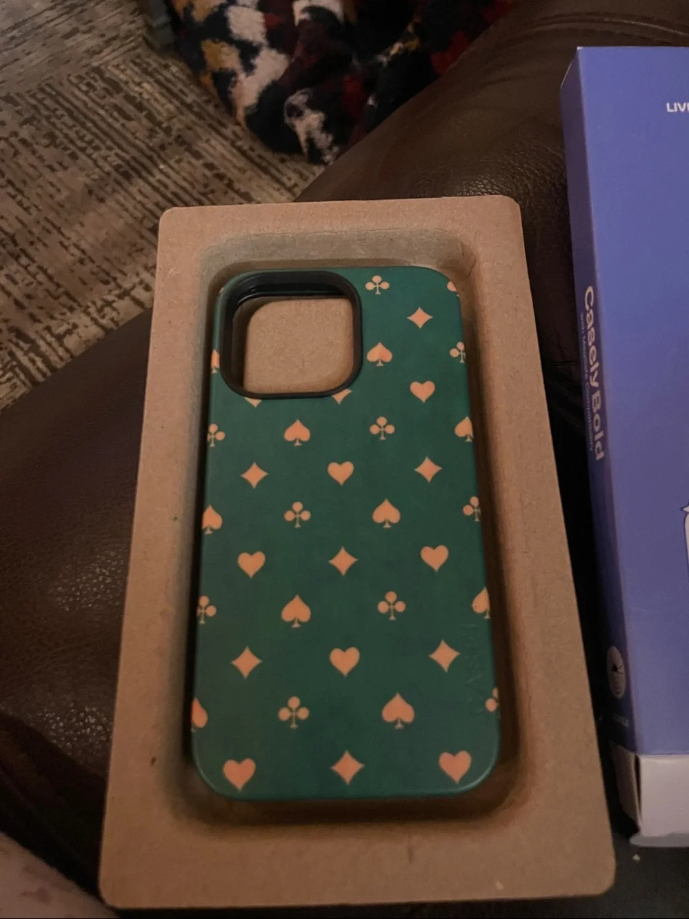 Casely bold green phone case with card print 13 pro